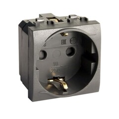 Изображение товара Розетка для кабель-канала DKC Brava черная со шторками 2 модуля (77482N)