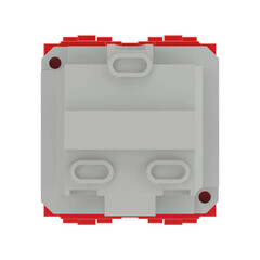 Розетка для кабель-канала DKC Brava красная со шторками 2 модуля (76482R) - фото 3