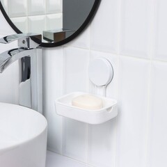 Мыльница для ванной Доляна Witlen с держателем пластик белая (10130833) - фото 4