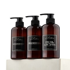 Набор дозаторов для шампуня/геля/кондиционера See You Home Bathroom Visual пластик коричневый/черный - фото 4