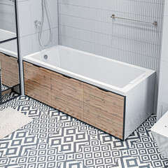 Экран для ванны фронтальный 1Marka Grunge Loft МДФ 170х55 см коричневый откидной (GL170CraftGold) - фото 4