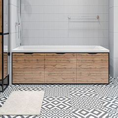 Экран для ванны фронтальный 1Marka Grunge Loft МДФ 170х55 см коричневый откидной (GL170CraftGold) - фото 3