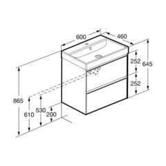 Тумба под раковину Roca Ona 60 см подвесная бежево-серая матовая (A857613510) - фото 2