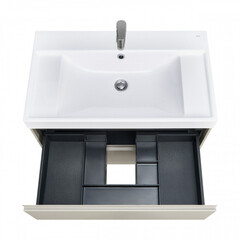 Тумба под раковину Roca Ona 80 см подвесная бежево-серая матовая (A857630510) - фото 9