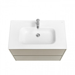 Тумба под раковину Roca Ona 80 см подвесная бежево-серая матовая (A857630510) - фото 6