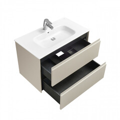 Тумба под раковину Roca Ona 80 см подвесная бежево-серая матовая (A857630510) - фото 7