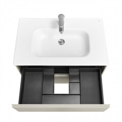 Тумба под раковину Roca Ona 80 см подвесная бежево-серая матовая (A857630510) - фото 4