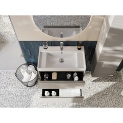 Тумба под раковину Roca Ona 80 см подвесная бежево-серая матовая (A857630510) - фото 5