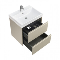 Тумба под раковину Roca Ona 60 см подвесная бежево-серая матовая (A857613510) - фото 10