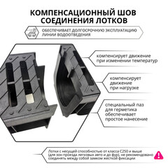 Лоток водоотводный пластиковый 1000х145х100 мм Gidrolica класс С250 (804) - фото 10