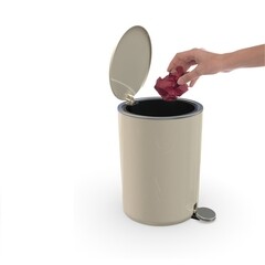 Ведро для мусора Primanova Lenox с крышкой 5 л пластик бежевое с педалью - фото 5