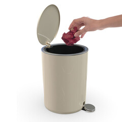 Ведро для мусора Primanova Lenox с крышкой 5 л пластик бежевое с педалью - фото 3