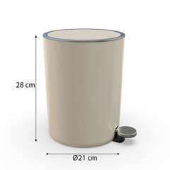Ведро для мусора Primanova Lenox с крышкой 5 л пластик бежевое с педалью - фото 2