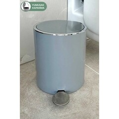 Ведро для мусора Primanova Lenox с крышкой 5 л пластик серое с педалью - фото 6