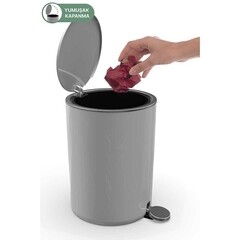 Ведро для мусора Primanova Lenox с крышкой 5 л пластик серое с педалью - фото 5