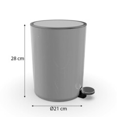 Ведро для мусора Primanova Lenox с крышкой 5 л пластик серое с педалью - фото 2