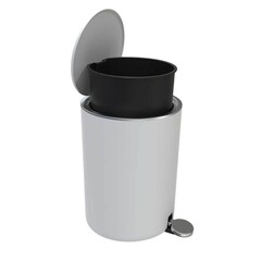 Ведро для мусора Primanova Lenox с крышкой 5 л пластик белое с педалью - фото 9