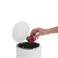 Ведро для мусора Primanova Lenox с крышкой 5 л пластик белое с педалью - фото 5