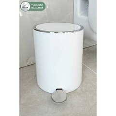 Ведро для мусора Primanova Lenox с крышкой 5 л пластик белое с педалью - фото 3