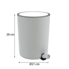 Ведро для мусора Primanova Lenox с крышкой 5 л пластик белое с педалью - фото 2