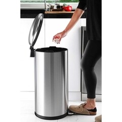 Ведро для мусора Primanova с крышкой 30 л нержавеющая сталь хром с педалью - фото 7