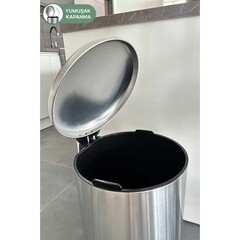 Ведро для мусора Primanova с крышкой 30 л нержавеющая сталь хром с педалью - фото 4