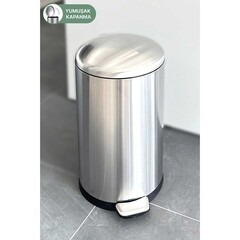 Ведро для мусора Primanova с крышкой 30 л нержавеющая сталь хром с педалью - фото 3