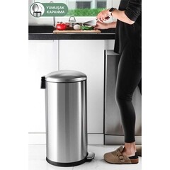 Ведро для мусора Primanova с крышкой 30 л нержавеющая сталь хром с педалью - фото 2