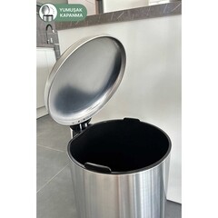 Ведро для мусора Primanova с крышкой 40 л нержавеющая сталь хром с педалью - фото 4