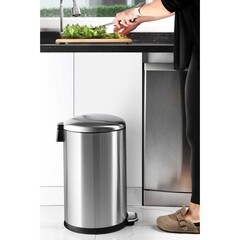 Ведро для мусора Primanova с крышкой 40 л нержавеющая сталь хром с педалью - фото 2