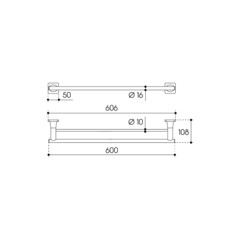 Полотенцедержатель Aqueduto Respingo 600 мм двойной на шуруп латунь хром (RES0700) - фото 2