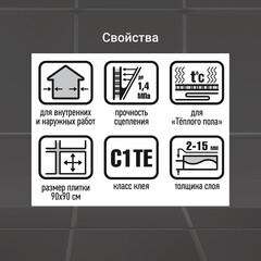 Клей для плитки/ керамогранита/ камня Unis Плюс класс C1 TE 5 кг - фото 5