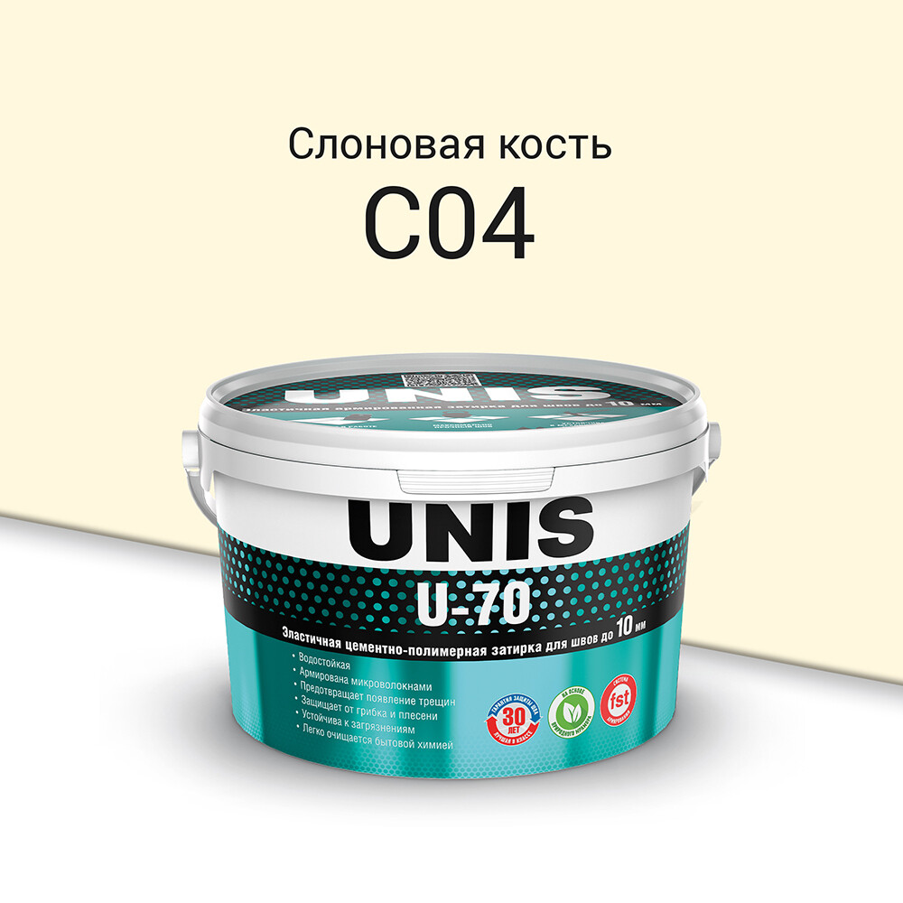 

Затирка цементно-полимерная Unis U-70 С04 слоновая кость 2 кг, Бежевый