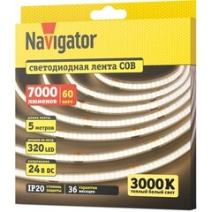 Лента светодиодная Navigator NLS-СОВWW320 3000К 24 В 12 Вт/м IP20 5 м (95317) - фото 2