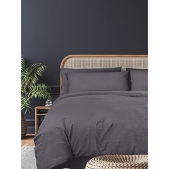Комплект постельного белья 2-спальный полисатин Livadia Stonewash графит с простыней 180х216 см - фото 2