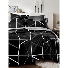 Комплект постельного белья 2-спальный полисатин Livadia черно-белый с простыней 180х216 см - фото 2