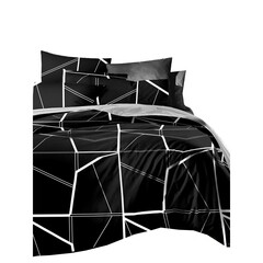 Изображение товара Комплект постельного белья 1,5-спальный полисатин Livadia черно-белый с простыней 150х216 см