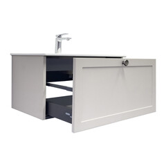 Комплект тумба с раковиной Comforty Моа 80 см подвесная серый шелк (00-00021212CF) - фото 15