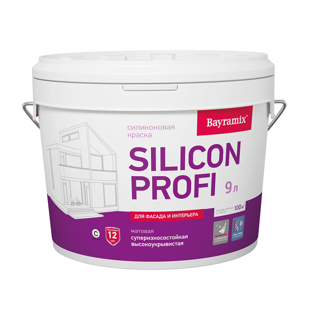 

Краска фасадная Bayramix Silicon Profi силиконовая база C бесцветная 9 л