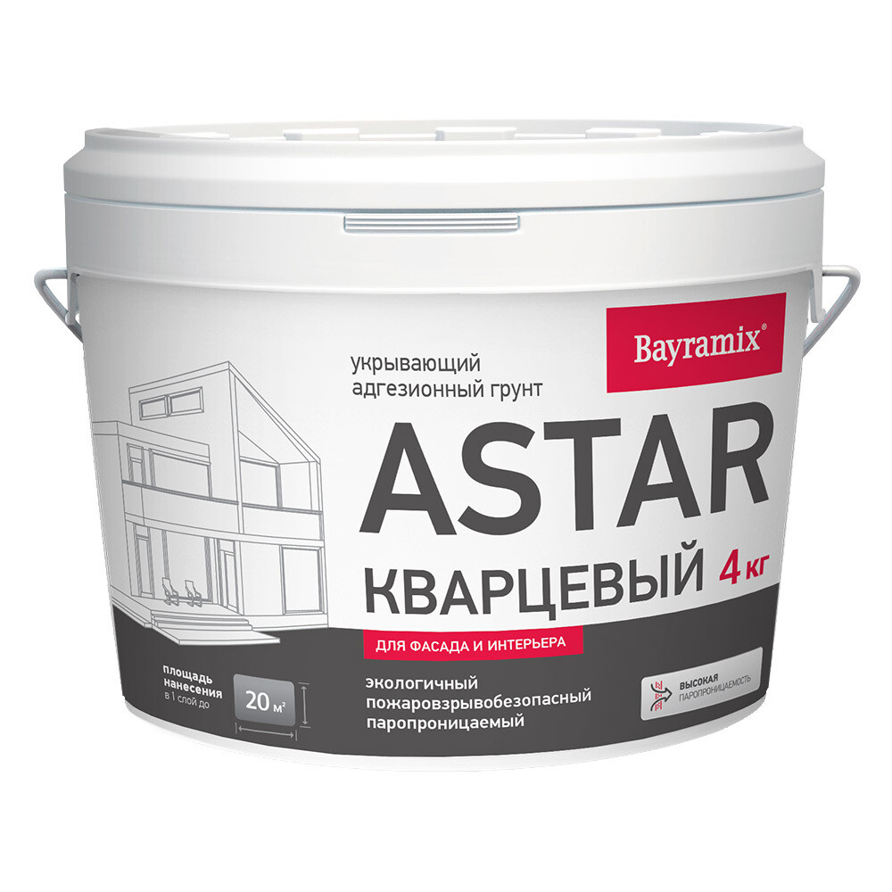 

Грунт укрывающий Bayramix Astar Кварцевый B1 4 кг, Белый