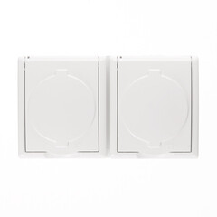 Розетка Simon 15 Aqua накладная белая со шторками с крышкой (1594443-030) - фото 1