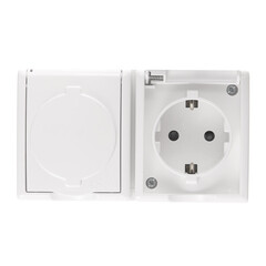 Розетка Simon 15 Aqua накладная белая со шторками с крышкой (1594443-030) - фото 3