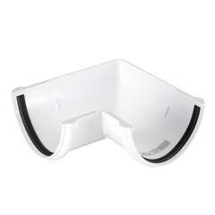 Угол желоба Технониколь пластиковый d125 мм 90° белый RAL 9003 - фото 1