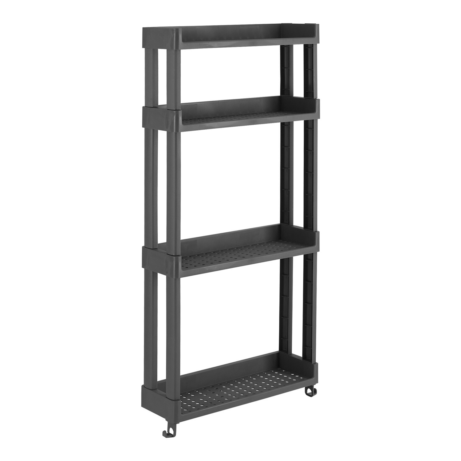 

Полка для ванной Violet Vikea четырехъярусная с крючками 395х130х815 мм пластик серая (789418), Серый