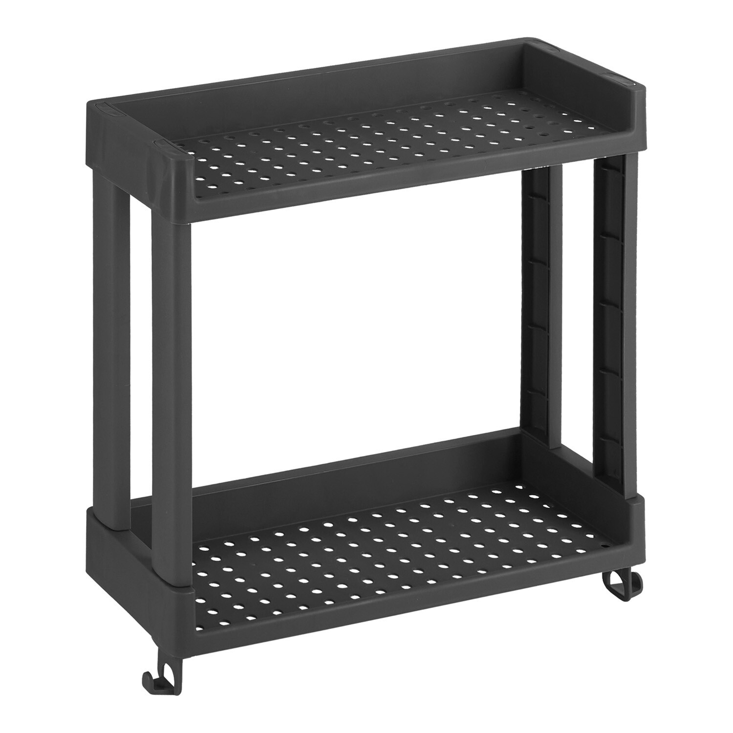 

Полка для ванной Violet Vikea двухъярусная с крючками 395х130х345 мм пластик серая (789218), Серый