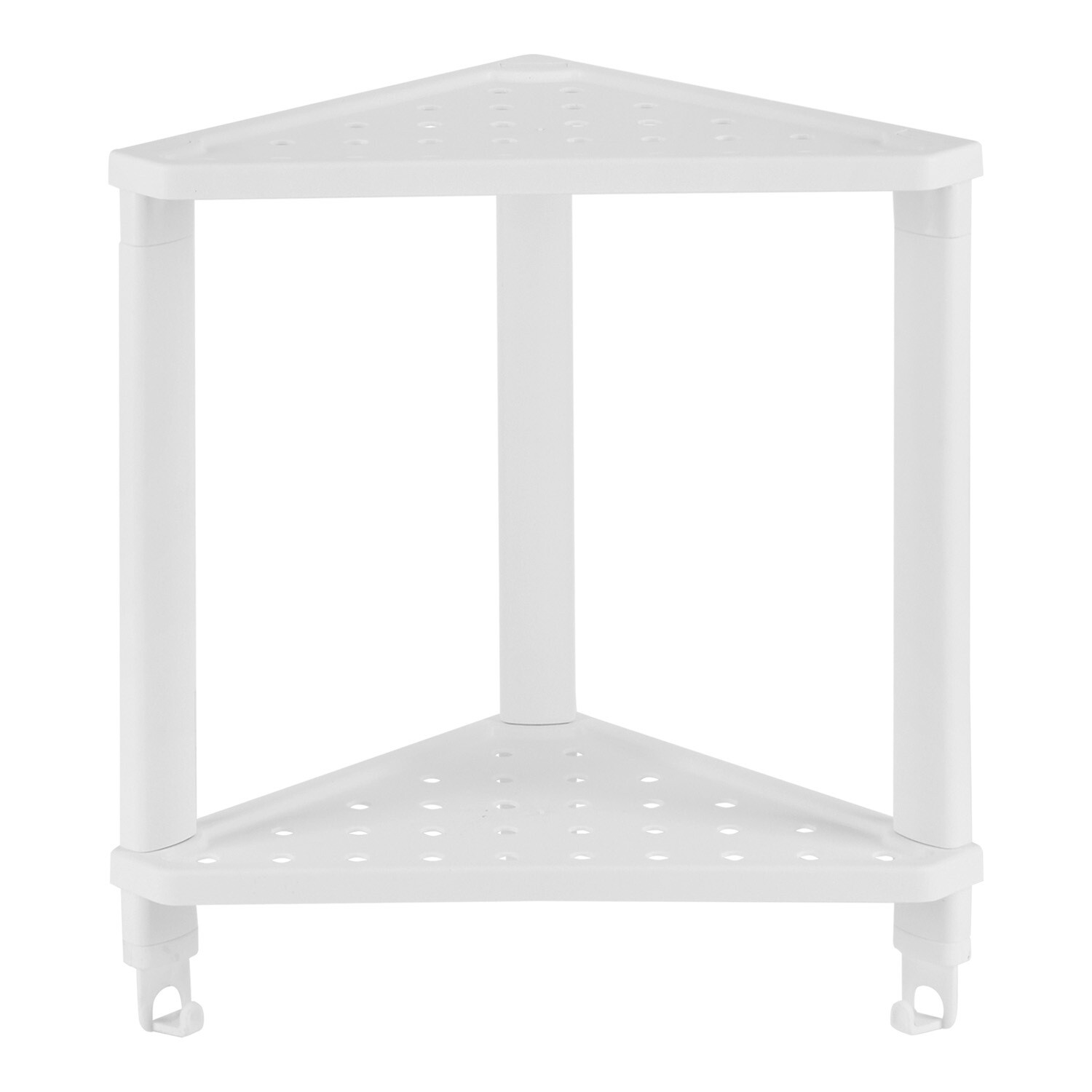 

Полка для ванной Violet Vikea угловая двухъярусная с крючками 365х130х380 мм пластик белая (787206), Белый