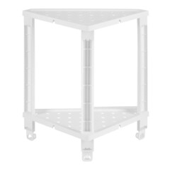 Полка для ванной Violet Vikea угловая двухъярусная с крючками 365х130х380 мм пластик белая (787206) - фото 3