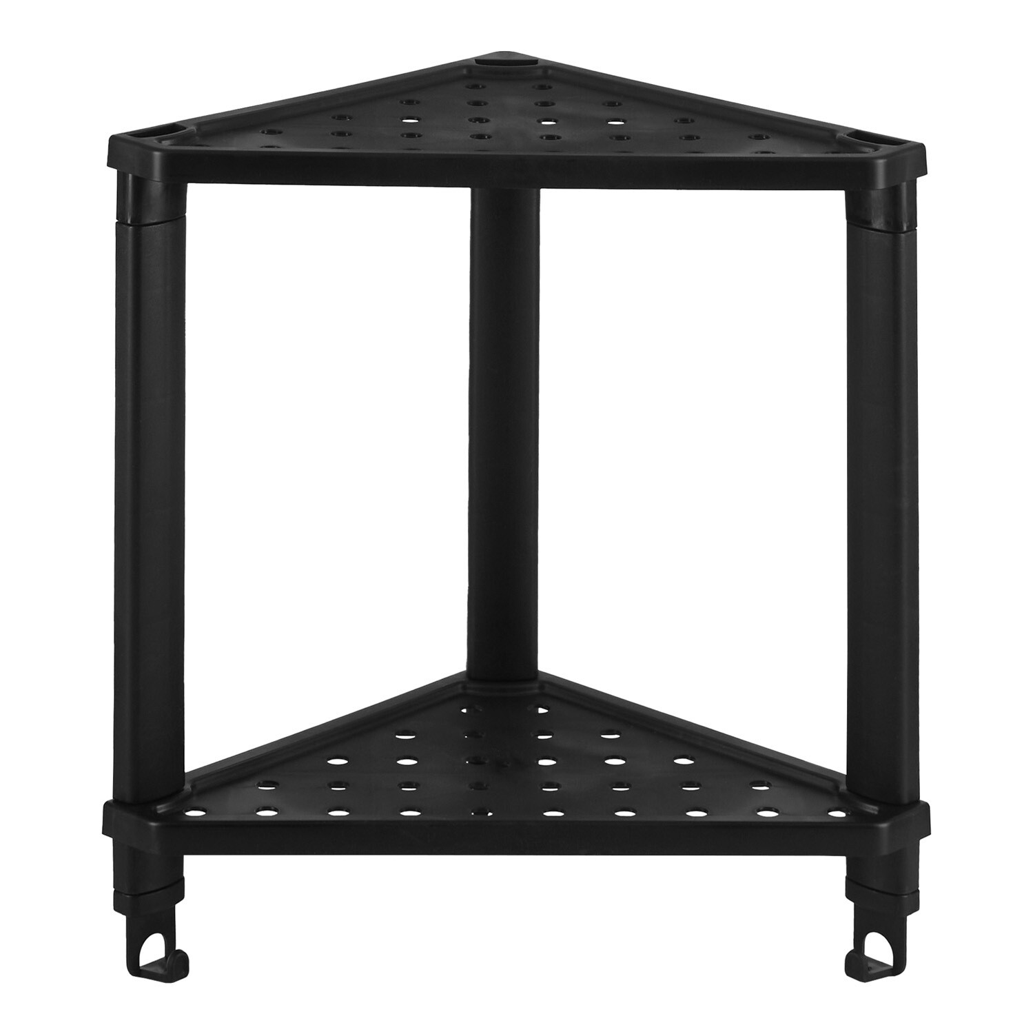 

Полка для ванной Violet Vikea угловая двухъярусная с крючками 365х130х380 мм пластик черная (787207), Черный