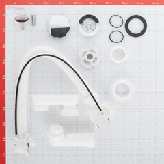 Сифон для ванны Alcadrain регулируемый полуавтомат с выпуском d70 мм с переливом (A55K-VE-01/A55K-RU-01) - фото 2