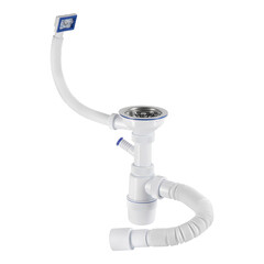 Изображение товара Сифон для мойки Wirquin Элит 3 1/2х40 мм с выпуском d115 мм с переливом с соединением 40/50 мм (30975130)